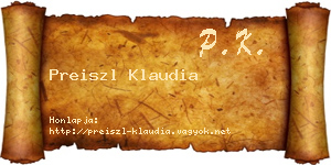 Preiszl Klaudia névjegykártya